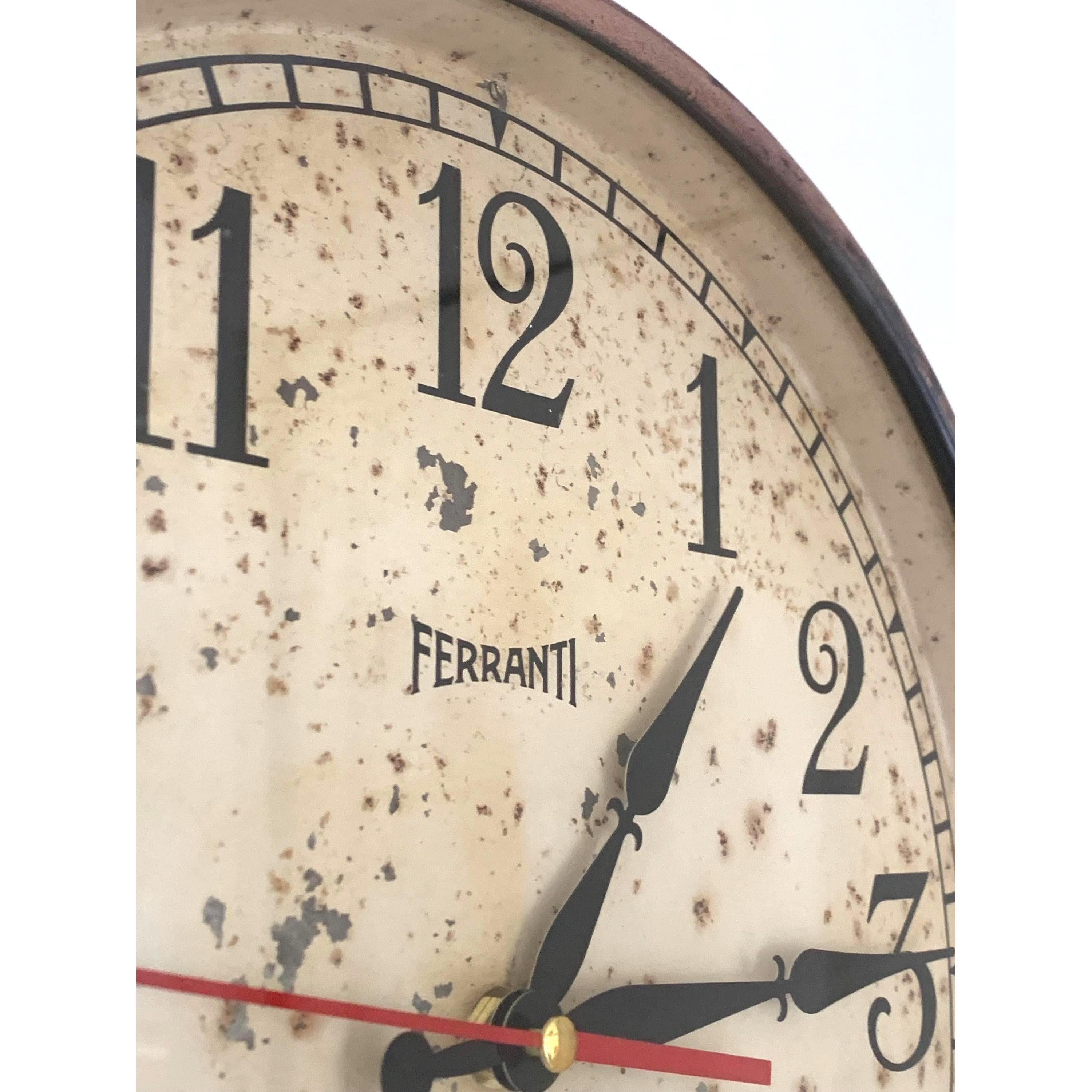 1940s Ferranti Copper Wall Clock – Rare Art Deco Industrial British Timepiece