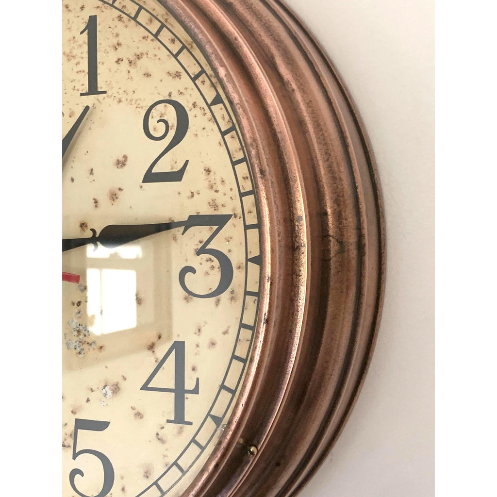 1940s Ferranti Copper Wall Clock – Rare Art Deco Industrial British Timepiece