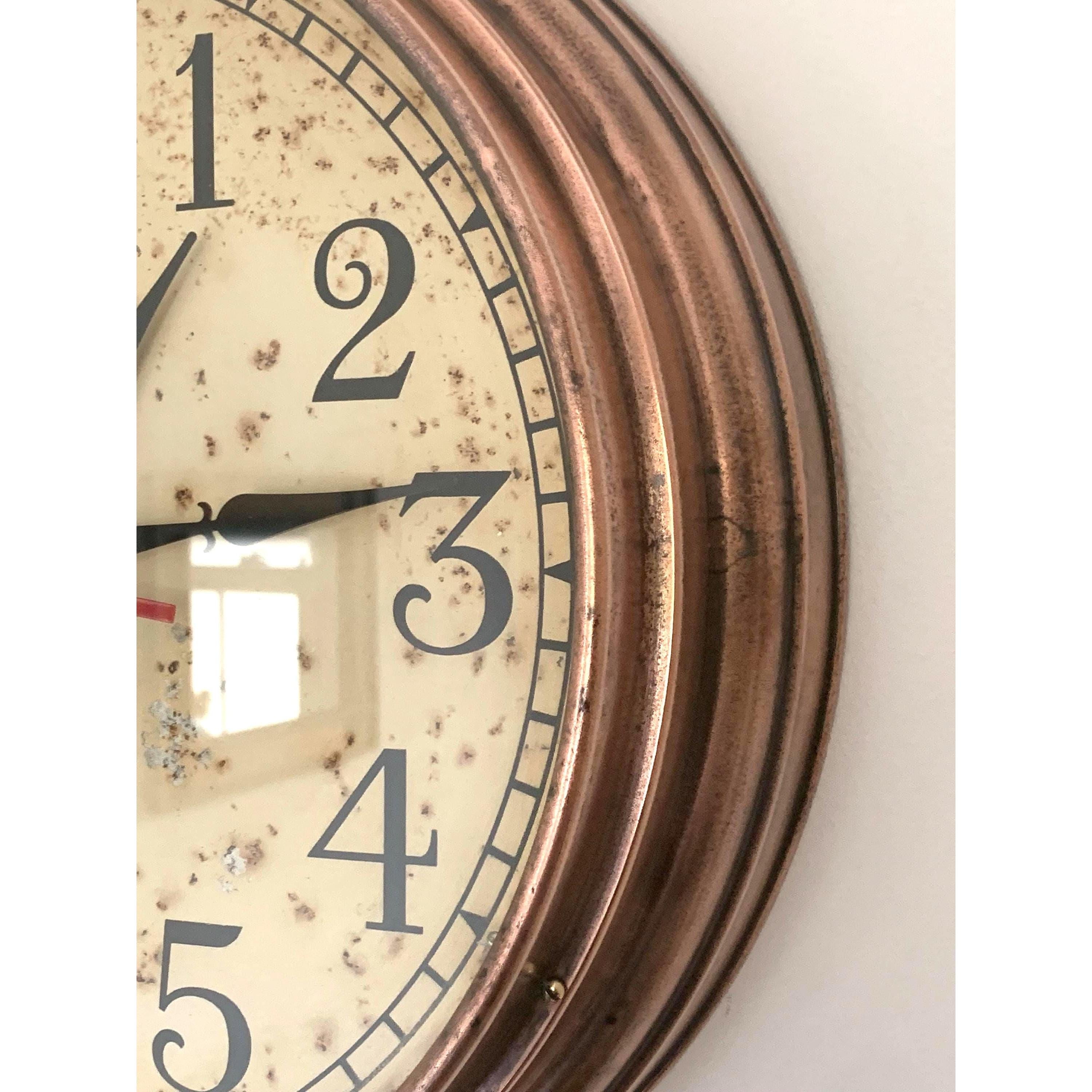 1940s Ferranti Copper Wall Clock – Rare Art Deco Industrial British Timepiece