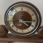 1940s Metamec Art Deco Mantel Clock – Vintage Wooden Shelf Clock, Quartz Movement