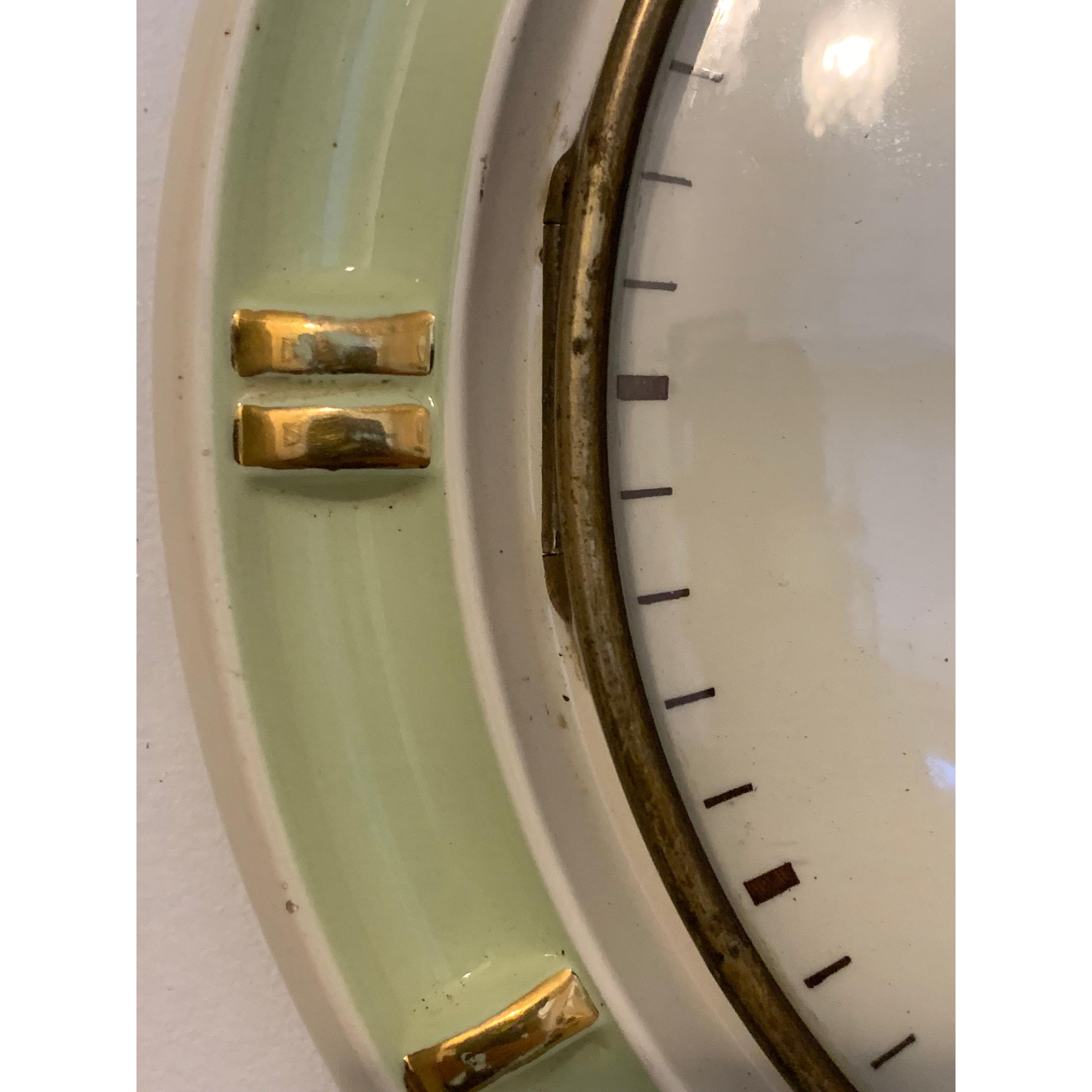 1950s Garant Schwebe-Anker Ceramic Wall Clock – Mint Green, West Germany, Mid Century Modern.