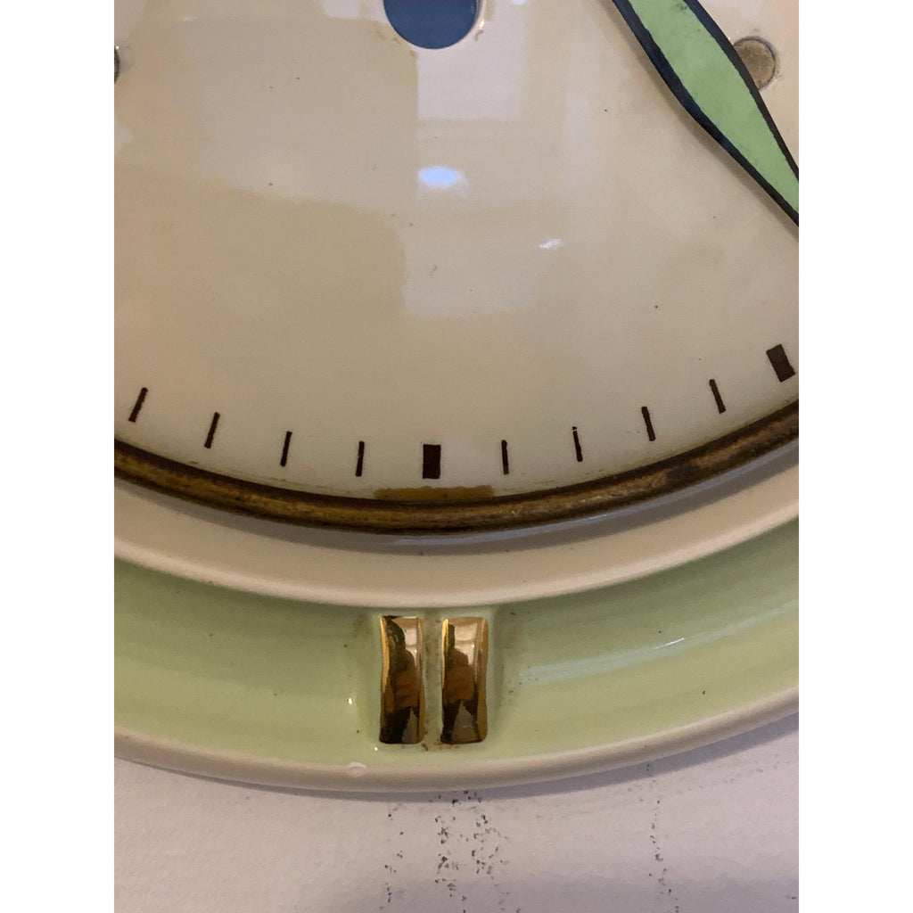 1950s Garant Schwebe-Anker Ceramic Wall Clock – Mint Green, West Germany, Mid Century Modern.