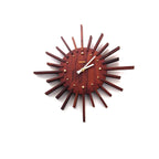 1960s Acctim Teak Sunburst Clock – Mid Century Modern Starburst Wall Decor
