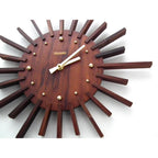 1960s Acctim Teak Sunburst Clock – Mid Century Modern Starburst Wall Decor