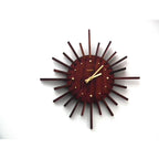 1960s Acctim Teak Sunburst Clock – Mid Century Modern Starburst Wall Decor