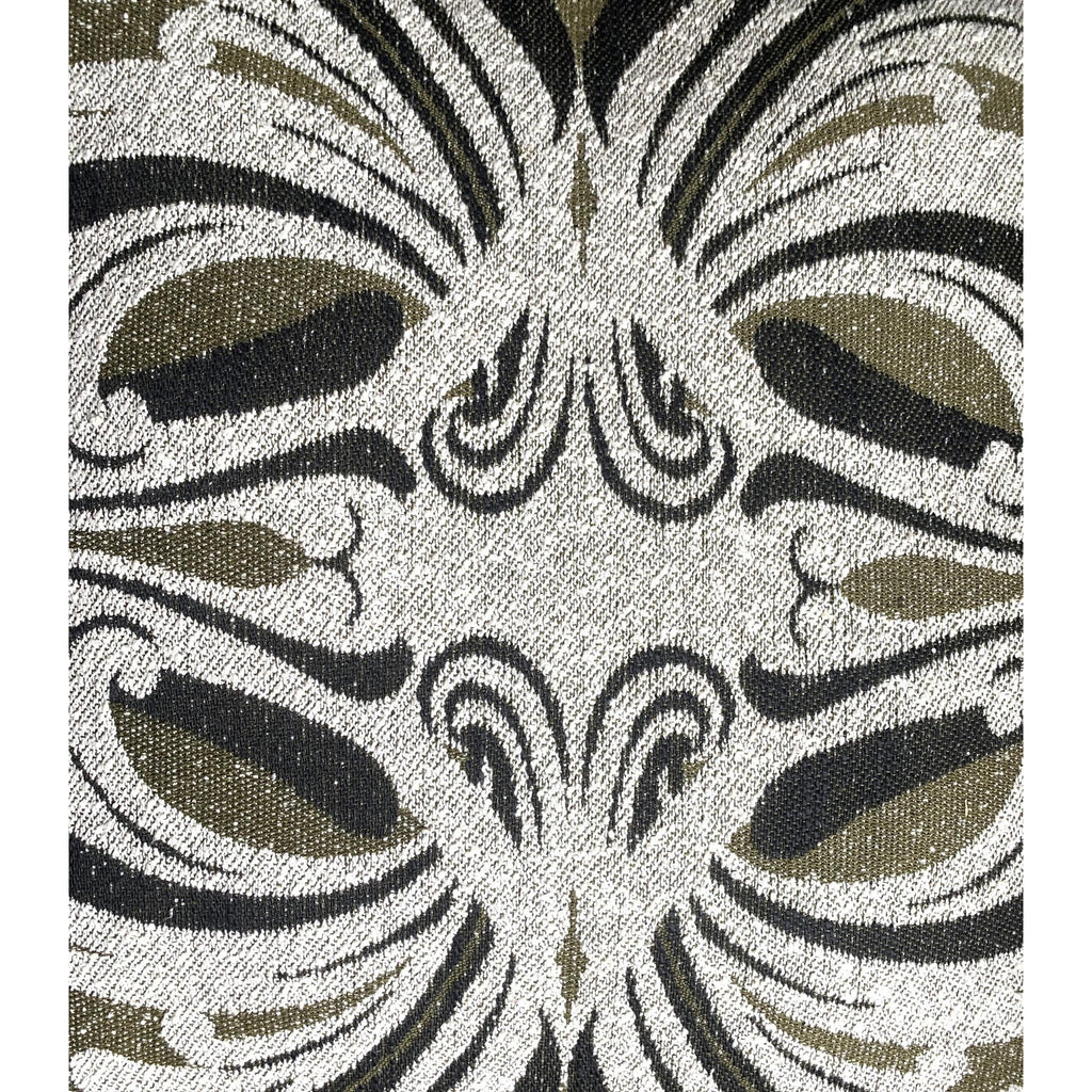 1960s Jacquard Cushion Covers – Olive Green Ivory Damask Textile Pair