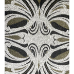 1960s Jacquard Cushion Covers – Olive Green Ivory Damask Textile Pair