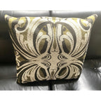 1960s Jacquard Cushion Covers – Olive Green Ivory Damask Textile Pair