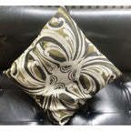 1960s Jacquard Cushion Covers – Olive Green Ivory Damask Textile Pair