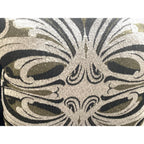 1960s Jacquard Cushion Covers – Olive Green Ivory Damask Textile Pair