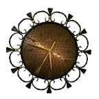 1960s Junghans Electronic Wall Clock – Wrought Iron Scrollwork Copper Dial West Germany Mid Century Modern