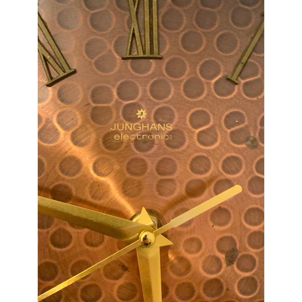 1960s Junghans Electronic Wall Clock – Wrought Iron Scrollwork Copper Dial West Germany Mid Century Modern
