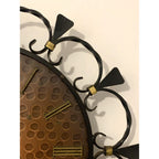 1960s Junghans Electronic Wall Clock – Wrought Iron Scrollwork Copper Dial West Germany Mid Century Modern
