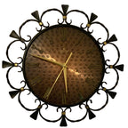 1960s Junghans Electronic Wall Clock – Wrought Iron Scrollwork Copper Dial West Germany Mid Century Modern