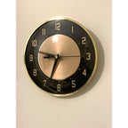 1960s Metamec Black Copper Wall Clock – Mid Century Modern Brass Bezel
