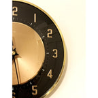 1960s Metamec Black Copper Wall Clock – Mid Century Modern Brass Bezel