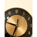1960s Metamec Black Copper Wall Clock – Mid Century Modern Brass Bezel