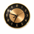 1960s Metamec Black Copper Wall Clock – Mid Century Modern Brass Bezel