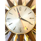 1960s Metamec Teak Brass Sunburst Clock – Mid Century Modern Wall Art