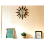 1960s Metamec Teak Brass Sunburst Clock – Mid Century Modern Wall Art