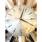 1960s Metamec Teak Nickel Sunburst Clock – Rare Eames Era Mid Century Modern Wall Art