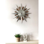 1960s Metamec Teak Nickel Sunburst Clock – Rare Eames Era Mid Century Modern Wall Art