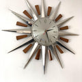1960s Metamec Teak Nickel Sunburst Clock – Rare Eames Era Mid Century Modern Wall Art