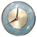 1960s Metamec Wall Clock Blue Silver Bakelite Kitchen Clock Quartz 7 Inch