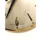 1960s Metamec Wall Clock – Satin Silver, Gold Baton Markers, Brass Bezel, Mid Century Modern