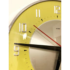 1960s Metamec Yellow Wall Clock – Silver Centre, Raised Numerals, Mid Century Modern