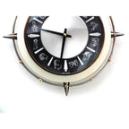 1960s Metamec Zodiac Wall Clock – Atomic Starburst Mid Century Modern Brass Bezel