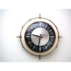 1960s Metamec Zodiac Wall Clock – Atomic Starburst Mid Century Modern Brass Bezel