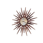 1960s Seth Thomas Teak Sunburst Clock – Large Mid Century Modern Starburst Wall Clock