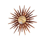 1960s Seth Thomas Teak Sunburst Clock – Large Mid Century Modern Starburst Wall Clock