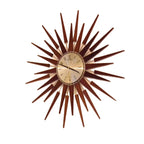 1960s Seth Thomas Teak Sunburst Clock – Large Mid Century Modern Starburst Wall Clock