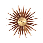 1960s Seth Thomas Teak Sunburst Clock – Large Mid Century Modern Starburst Wall Clock