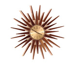 1960s Seth Thomas Teak Sunburst Clock – Large Mid Century Modern Starburst Wall Clock