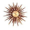 1960s Seth Thomas Teak Sunburst Clock – Large Mid Century Modern Starburst Wall Clock
