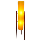 1960s Yellow Rocket Floor Lamp – Sheerlite Fibreglass, Teak Tripod, Space Age Mid Century Modern