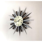 1970s Metamec Sunburst Clock – Original Chrome Starburst, Mid Century Modern, 60cm