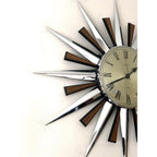1970s Metamec Sunburst Clock – Original Chrome Starburst, Mid Century Modern, 60cm