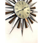 1970s Metamec Sunburst Clock – Original Chrome Starburst, Mid Century Modern, 60cm