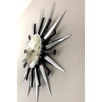 1970s Metamec Sunburst Clock – Original Chrome Starburst, Mid Century Modern, 60cm