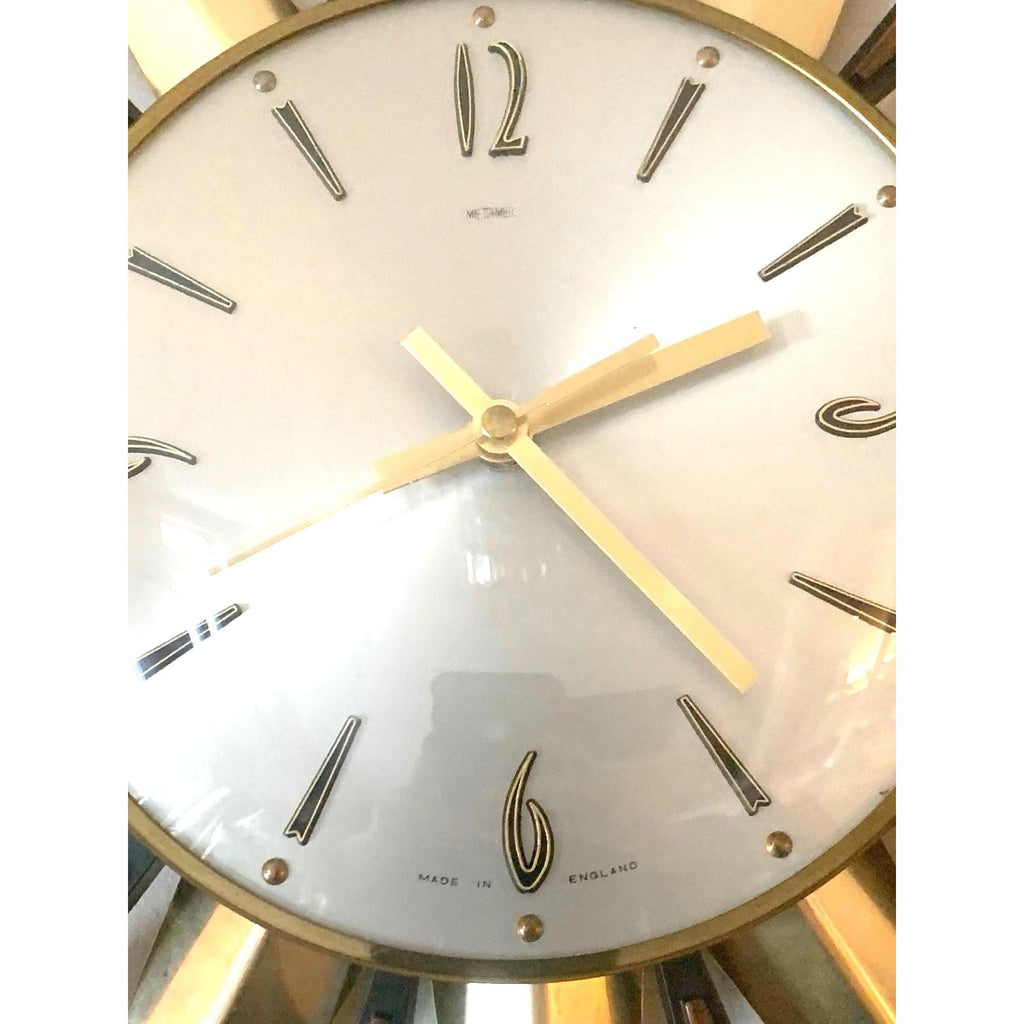 1970s Metamec Sunburst Wall Clock Model 5629 – Silver Baton Dial, Most Sought-After Variant, 60cm, Mid Century Modern, Made in England