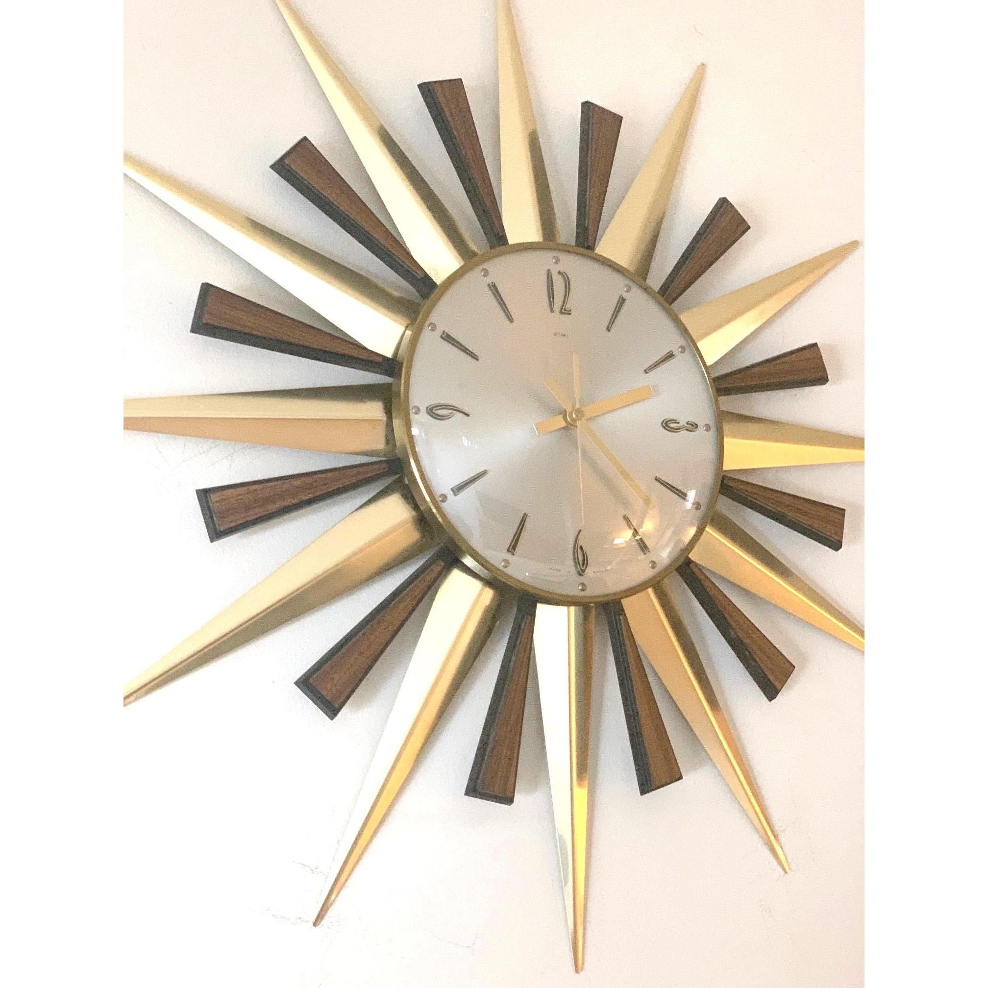 1970s Metamec Sunburst Wall Clock Model 5629 – Silver Baton Dial, Most Sought-After Variant, 60cm, Mid Century Modern, Made in England