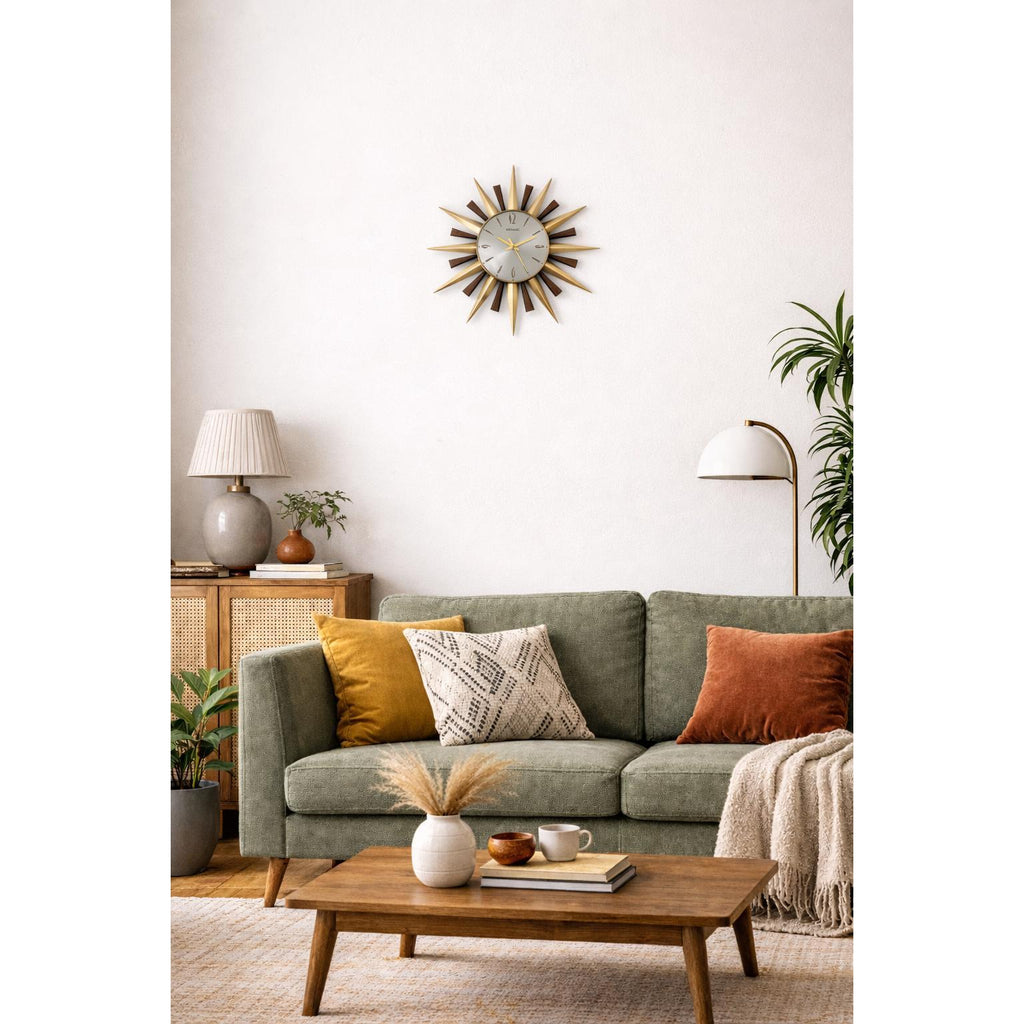 1970s Metamec Sunburst Wall Clock Model 5629 – Silver Baton Dial, Most Sought-After Variant, 60cm, Mid Century Modern, Made in England