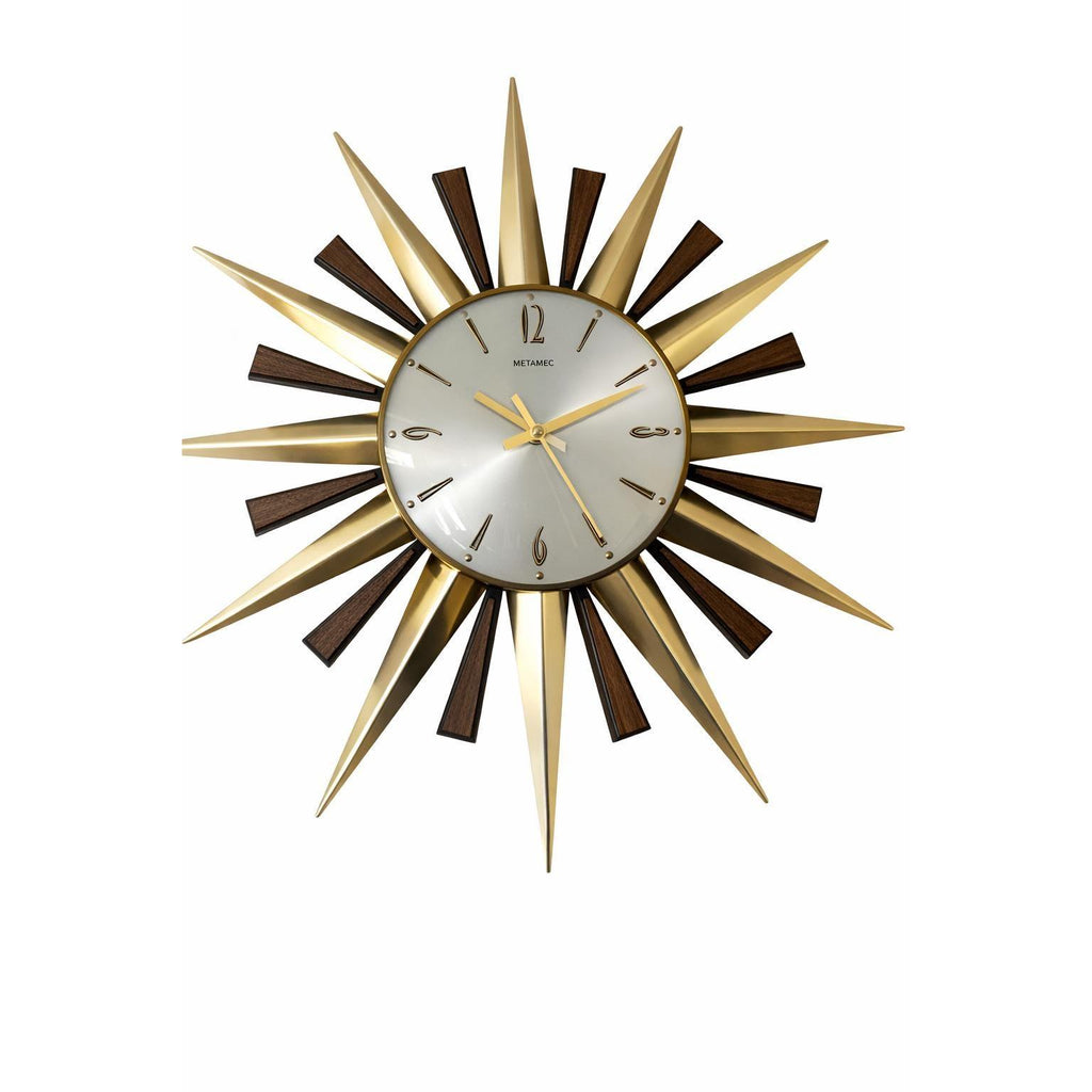 1970s Metamec Sunburst Wall Clock Model 5629 – Silver Baton Dial, Most Sought-After Variant, 60cm, Mid Century Modern, Made in England