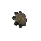 1970s Metamec Sunflower Clock – Brass Roman Numeral, Gold Filigree Petals, Mid Century Modern