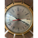1970s Smiths Timecal Sunburst Clock – Teak Gold Starburst, Mid Century Modern Wall Decor