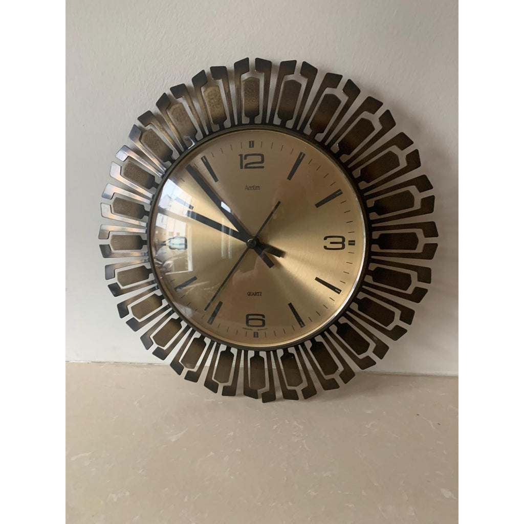 1980s Acctim Sunburst Wall Clock – Mid Century Modern Starburst, Made England